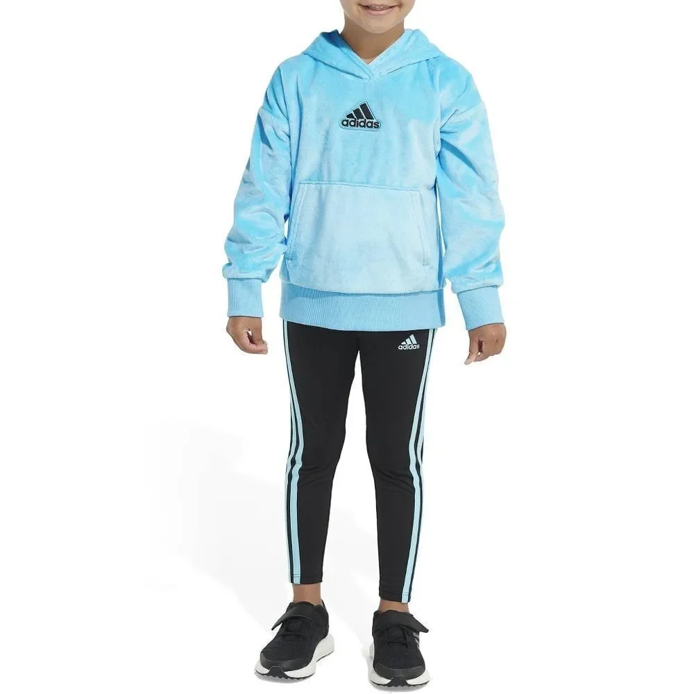 New! ADIDAS Girls 2-Piece Silken Fleece Pullover Hoodie & Pants Set Size 6X NWOT